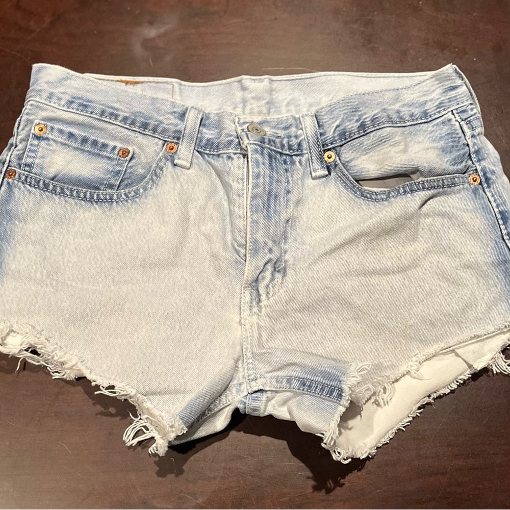 Levi's Blue Jean Shorts Frayed Hem
